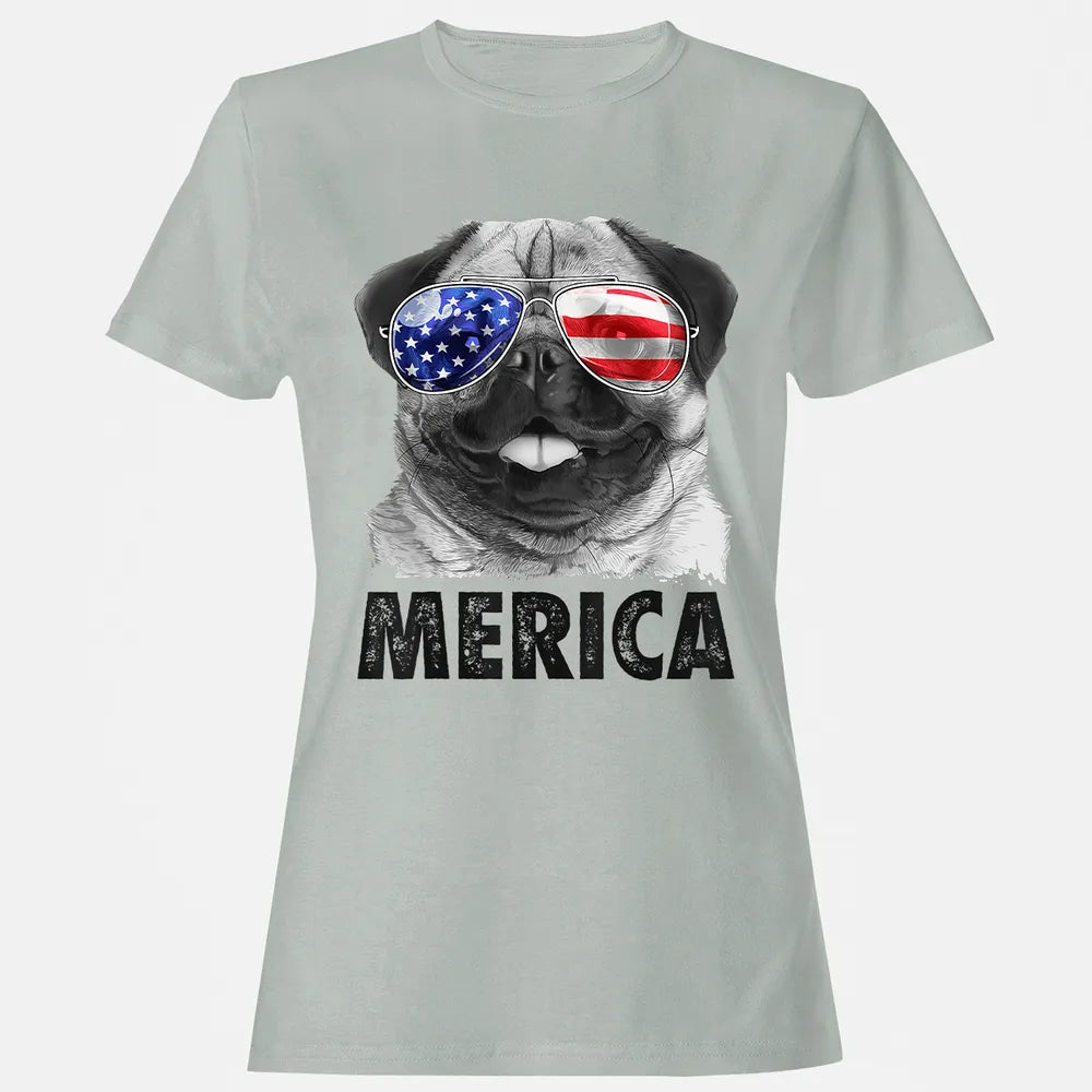 Pug 4th of July s Merica Men Women USA American Flag Women's T-shirt