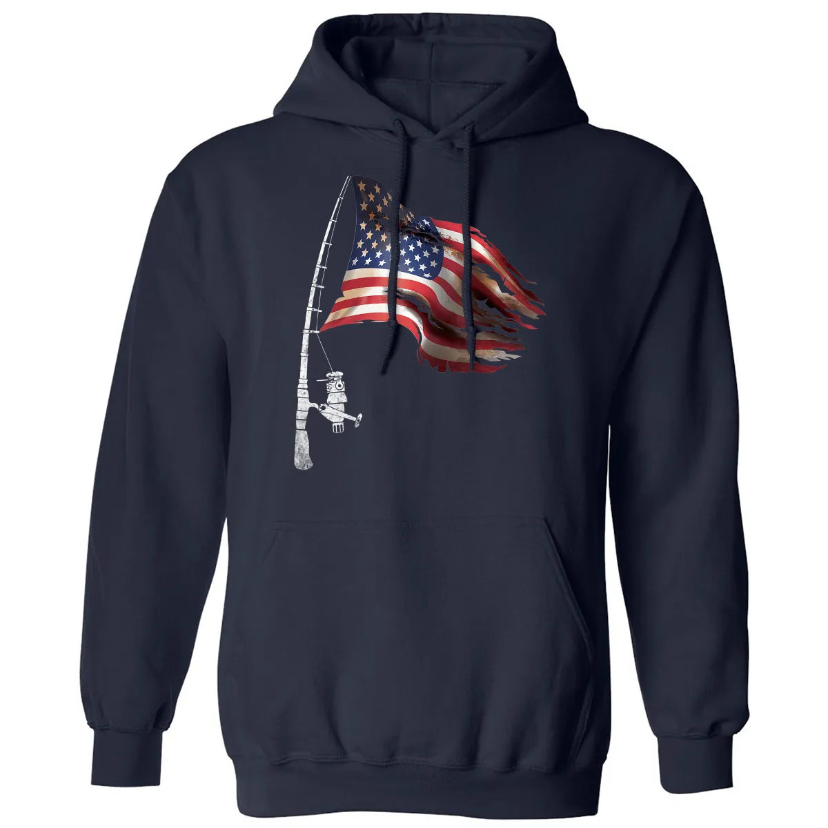 Fishing American Flag Fisherman Patriotic day 4th of July Classic Unisex Hoodie