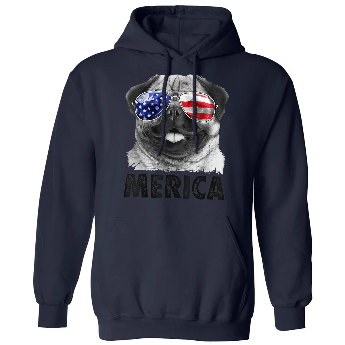 Pug 4th of July s Merica Men Women USA American Flag Classic Unisex Hoodie