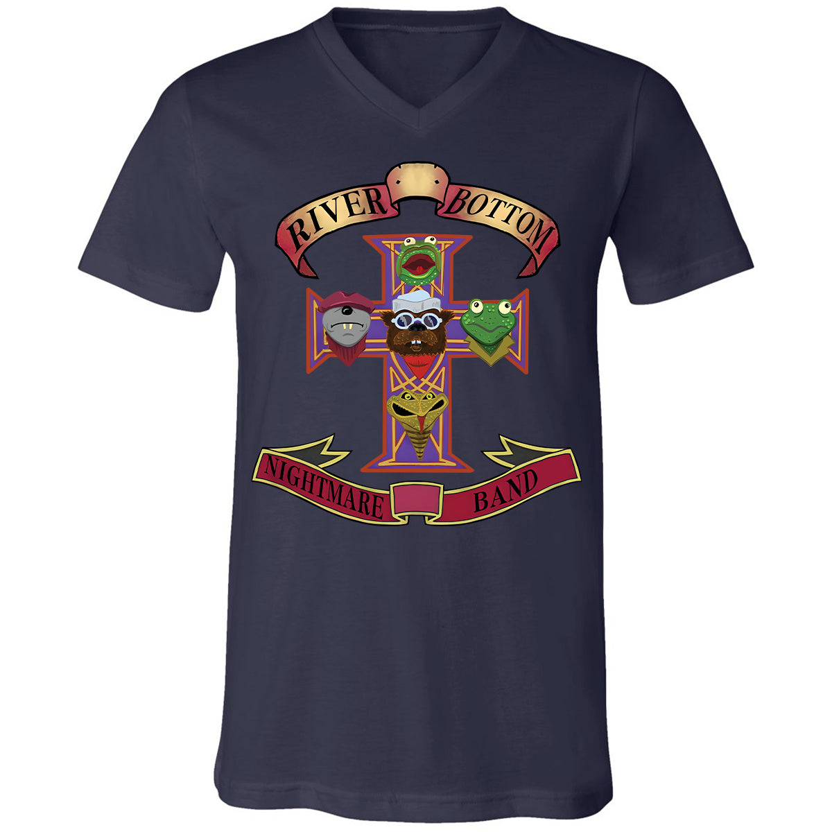 Unisex V-neck T-shirt - Black - THANGFIXED (Copy) - Navy - 2