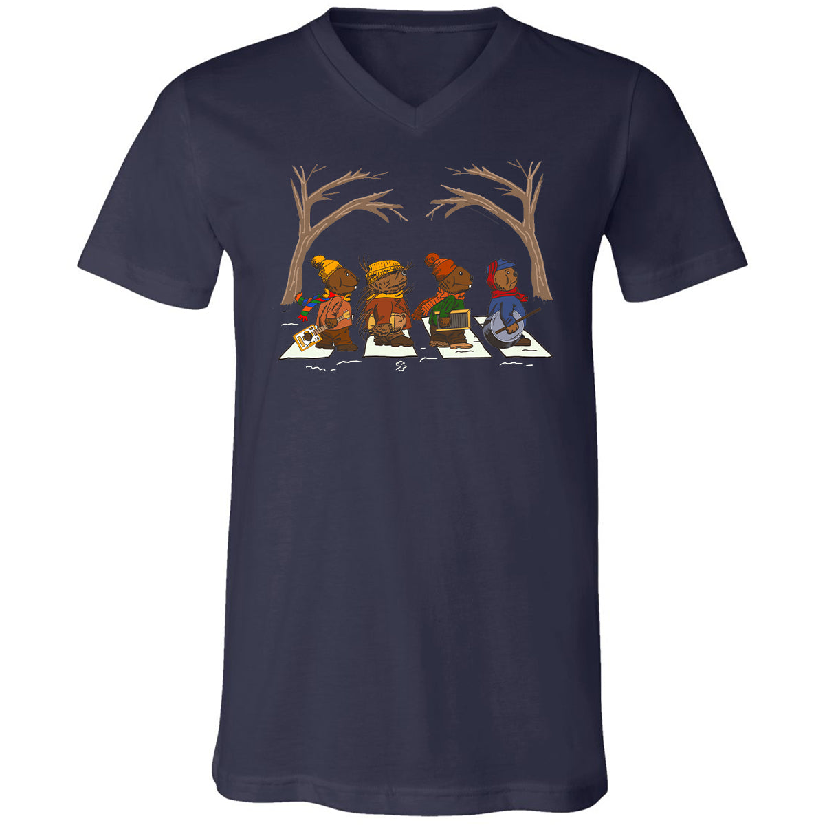 Unisex V-neck T-shirt - FH4UQ97M - Navy - 2
