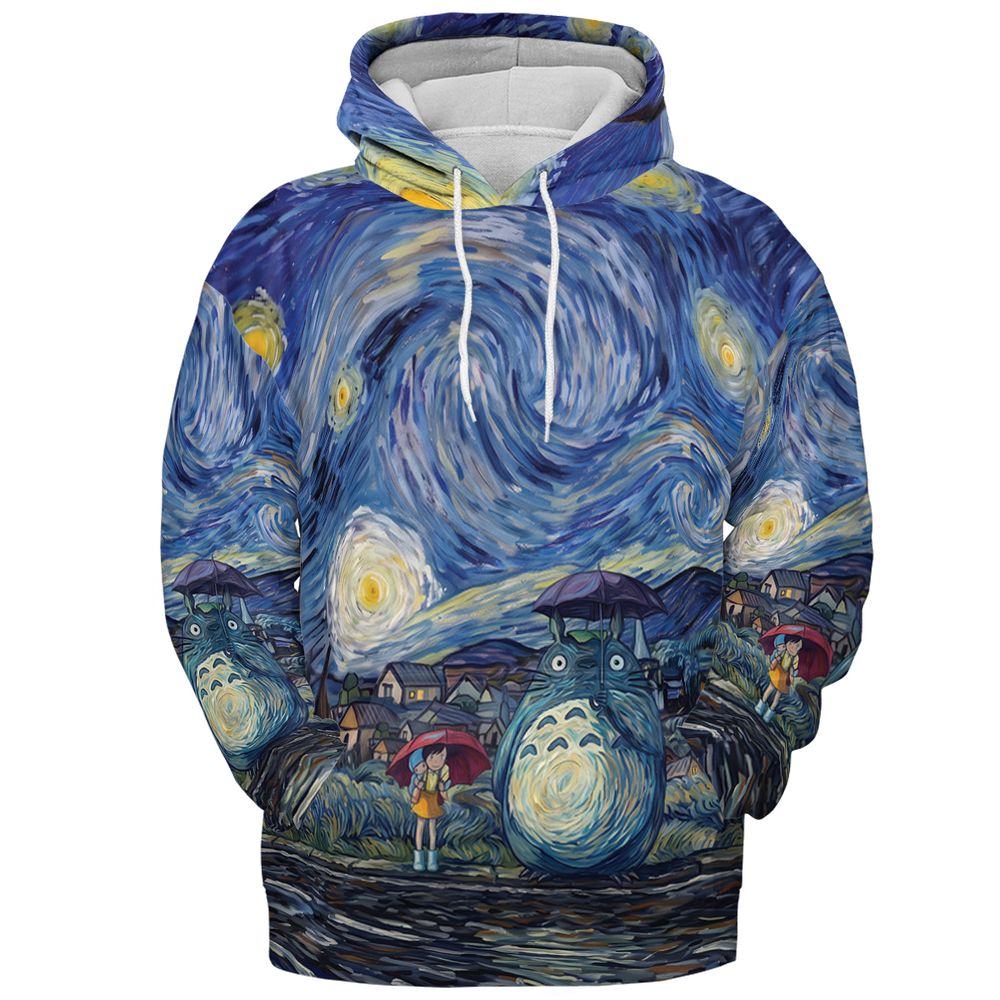 Starry Night with Totoro - Pullover Hoodie - 2