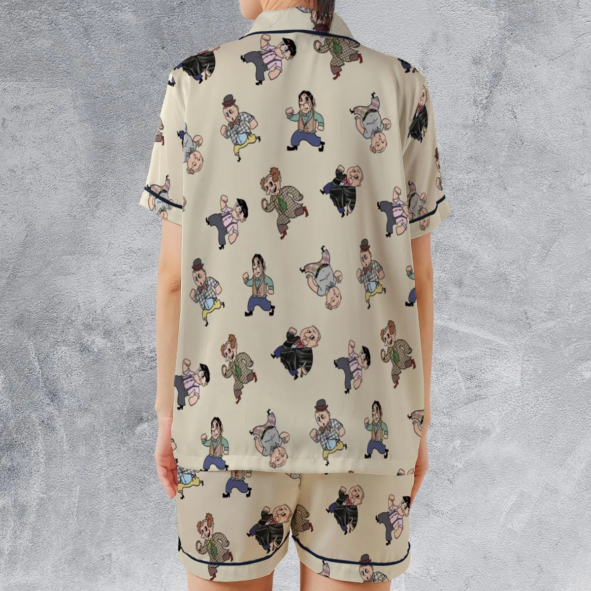 Satin Short-Sleeve Pajamas Set - DCSEZVQW
