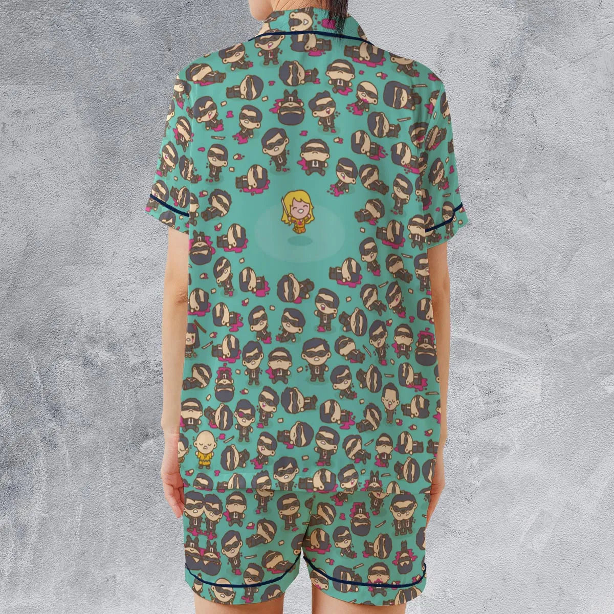 Satin Short-Sleeve Pajamas Set - QCSS4WJW