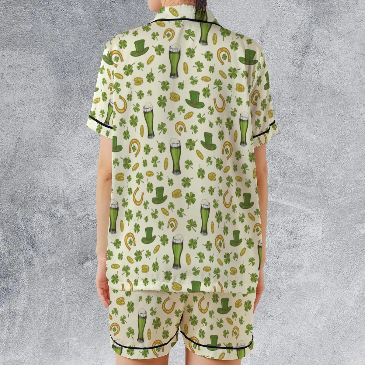 Satin Short-Sleeve Pajamas Set - XHDQEHML
