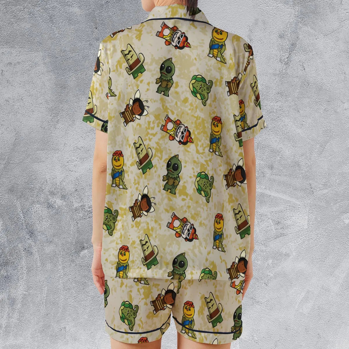 Satin Short-Sleeve Pajamas Set - ZV3MG6Q6
