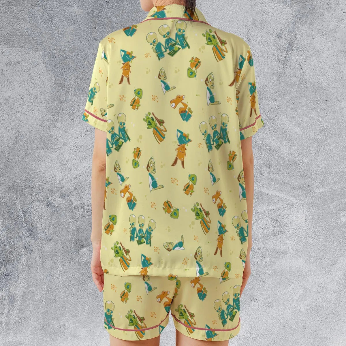 Satin Short-Sleeve Pajamas Set - HWE1QGNU