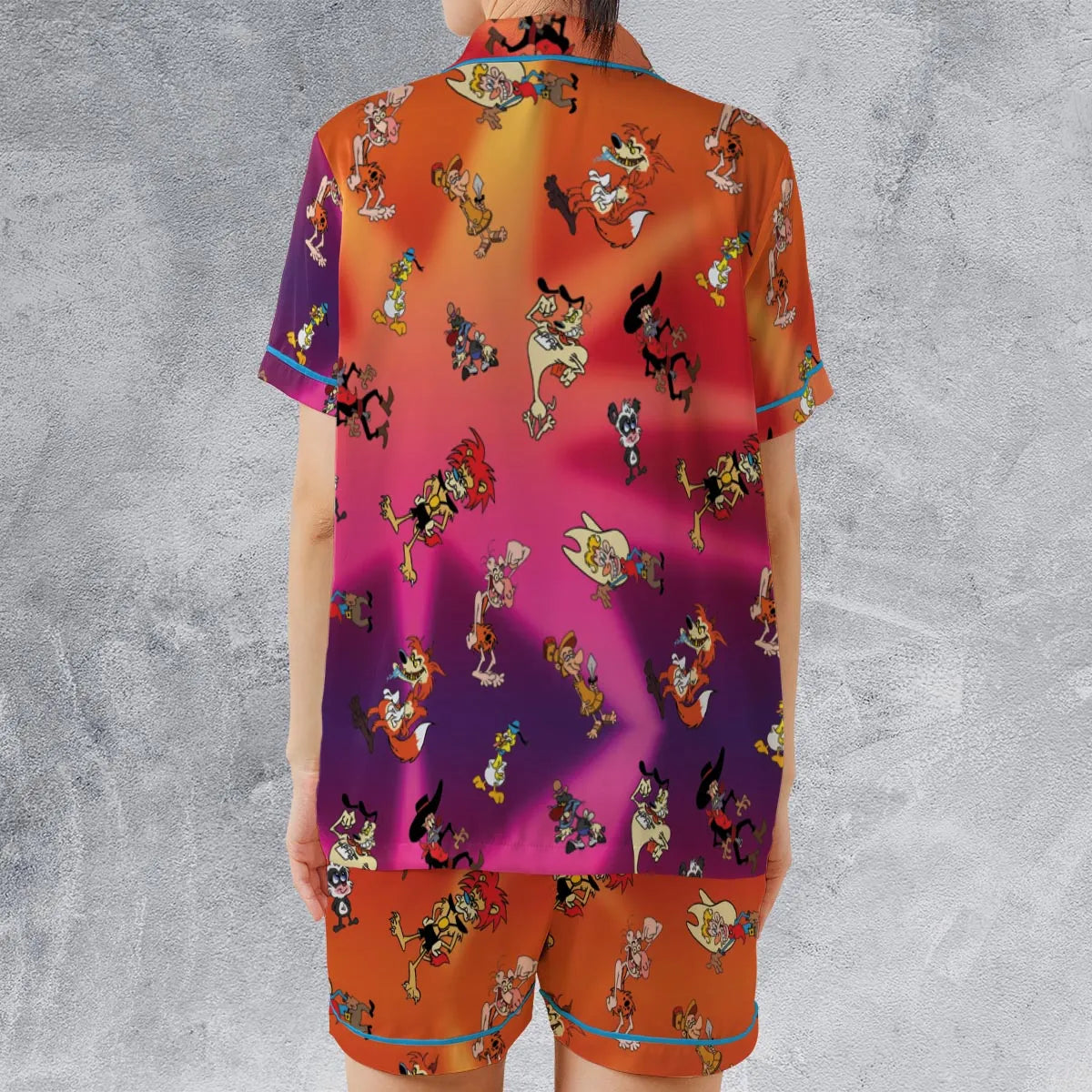 Satin Short-Sleeve Pajamas Set - ZL9PGGRA