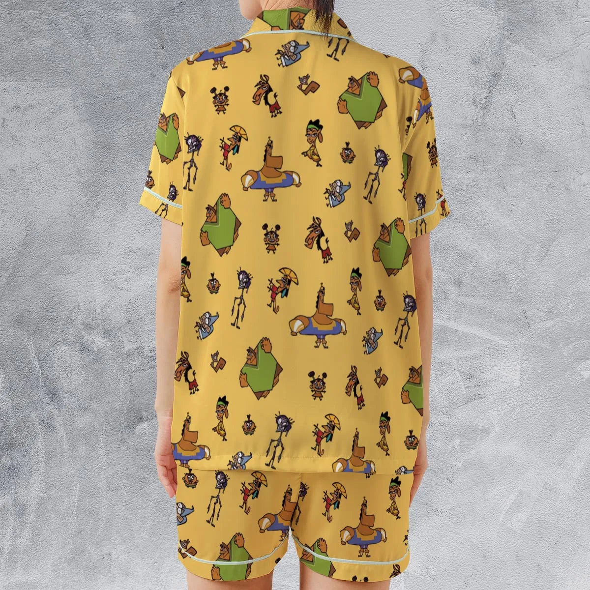 Satin Short-Sleeve Pajamas Set - X1J168GU