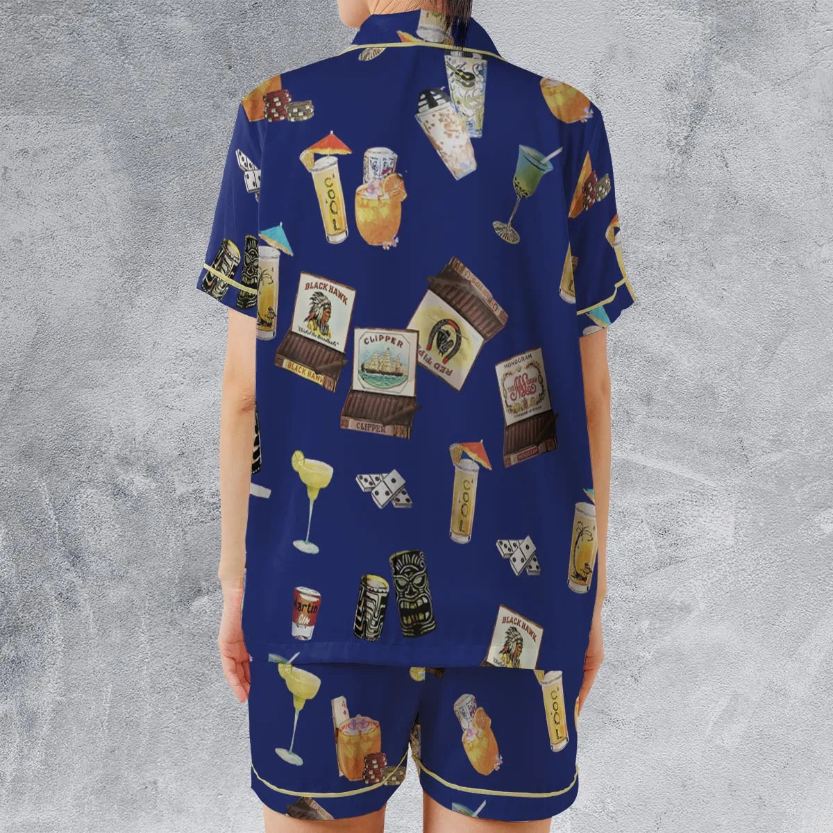 Satin Short-Sleeve Pajamas Set - C6YSRBLH