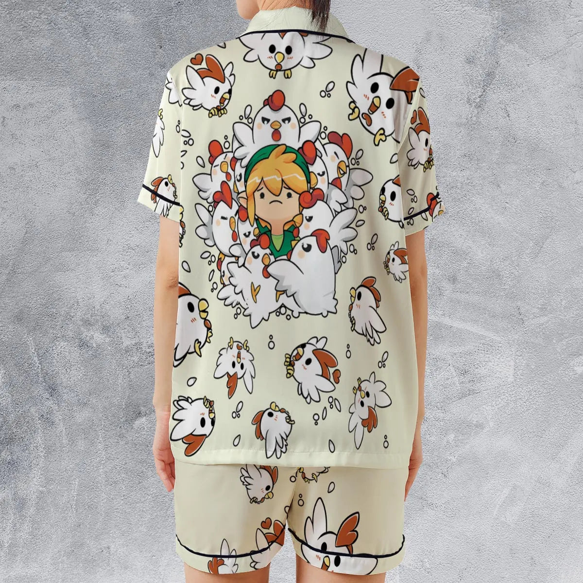 Satin Short-Sleeve Pajamas Set - ZRHAS7HP