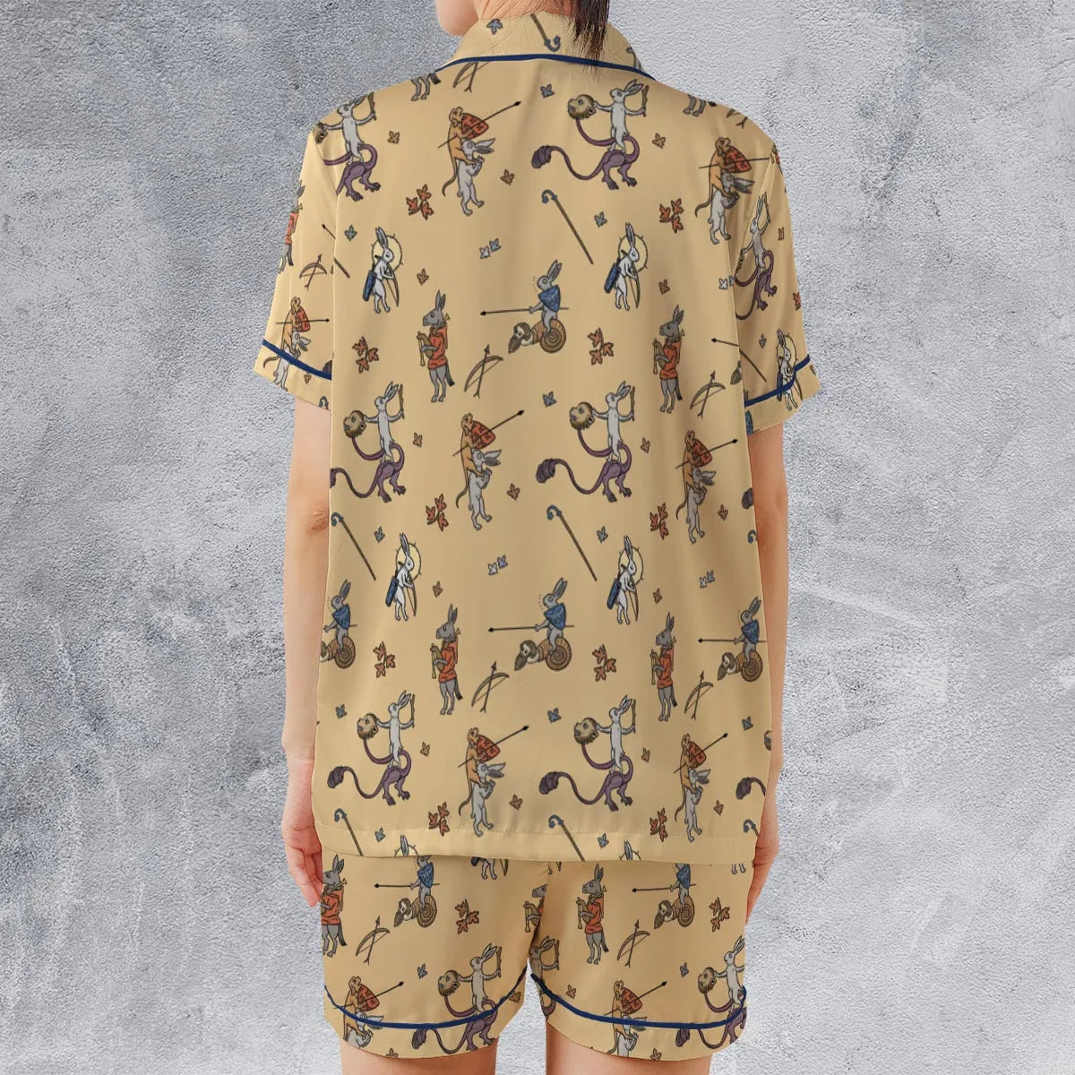 Satin Short-Sleeve Pajamas Set - QK3DYBUN