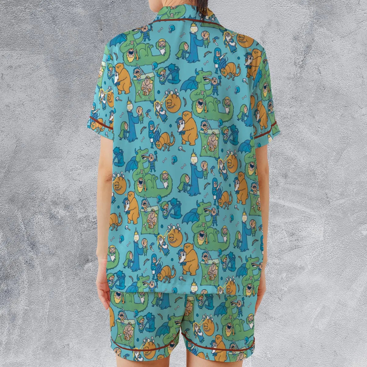 Satin Short-Sleeve Pajamas Set - DF3VDJTH