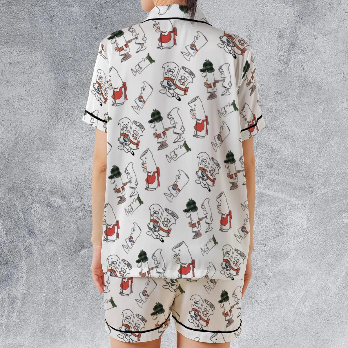 Satin Short-Sleeve Pajamas Set - 7GHYPEL5