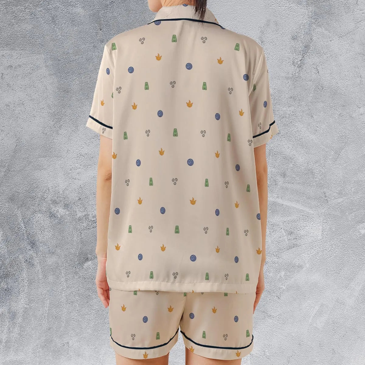 Satin Short-Sleeve Pajamas Set - XX224V6U