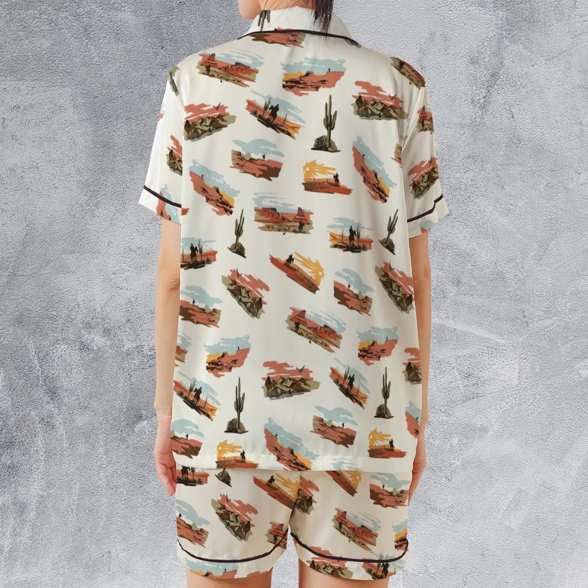 Satin Short-Sleeve Pajamas Set - USG3U2XV