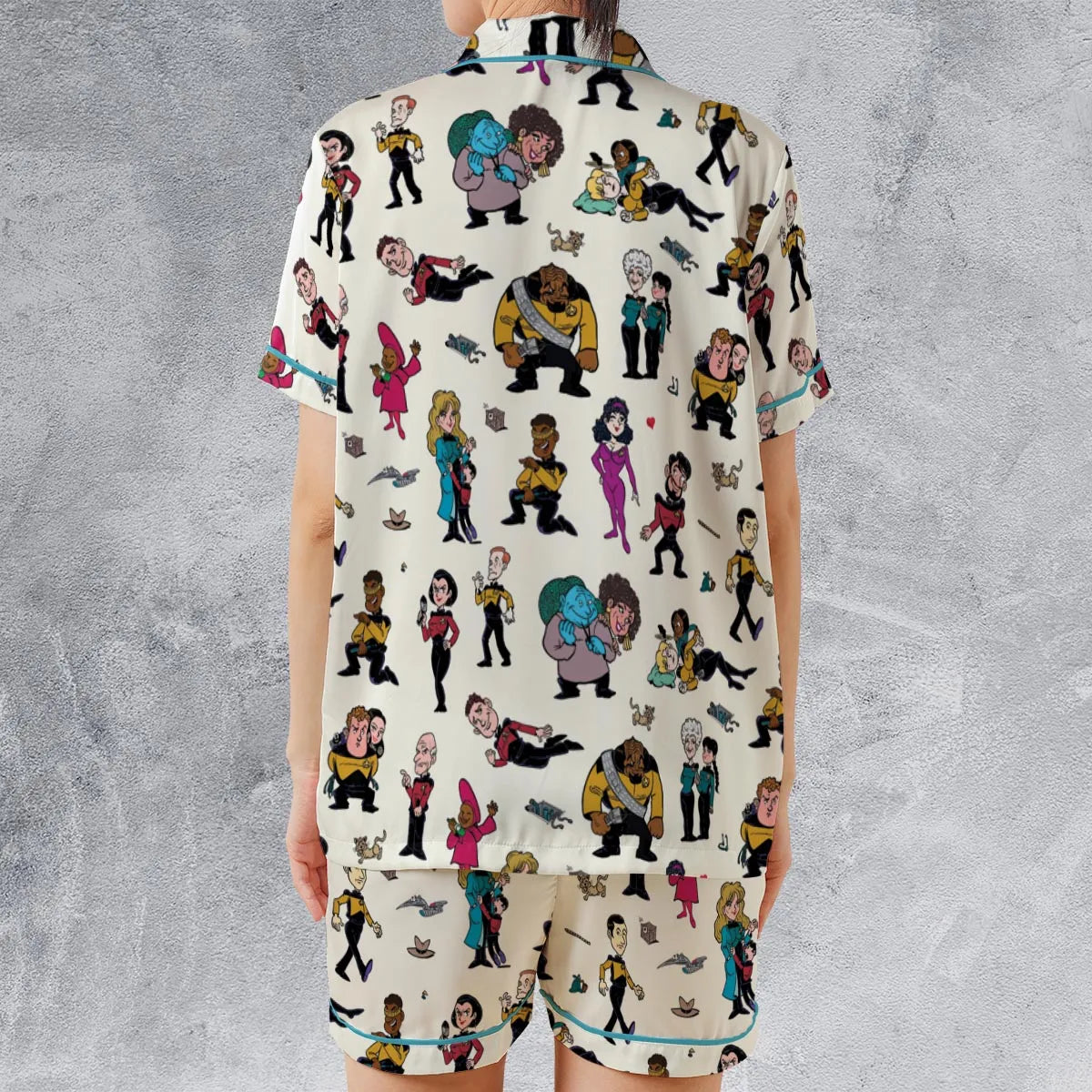Satin Short-Sleeve Pajamas Set - LUZFLZJQ