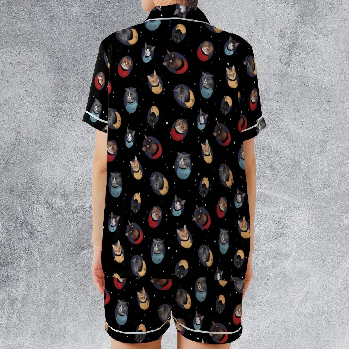 Satin Short-Sleeve Pajamas Set - 48RLTQVK