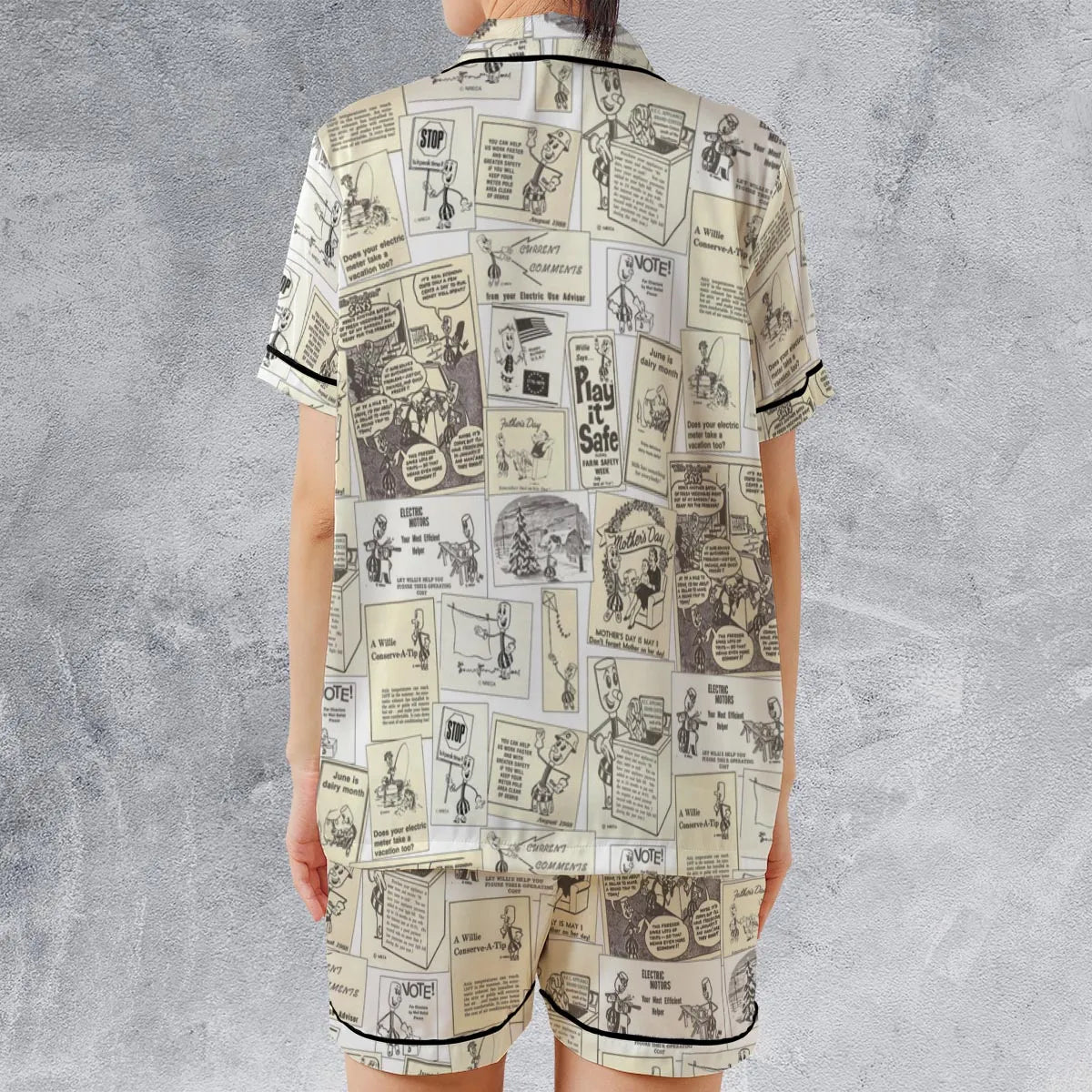 Satin Short-Sleeve Pajamas Set - DDHTR2U5
