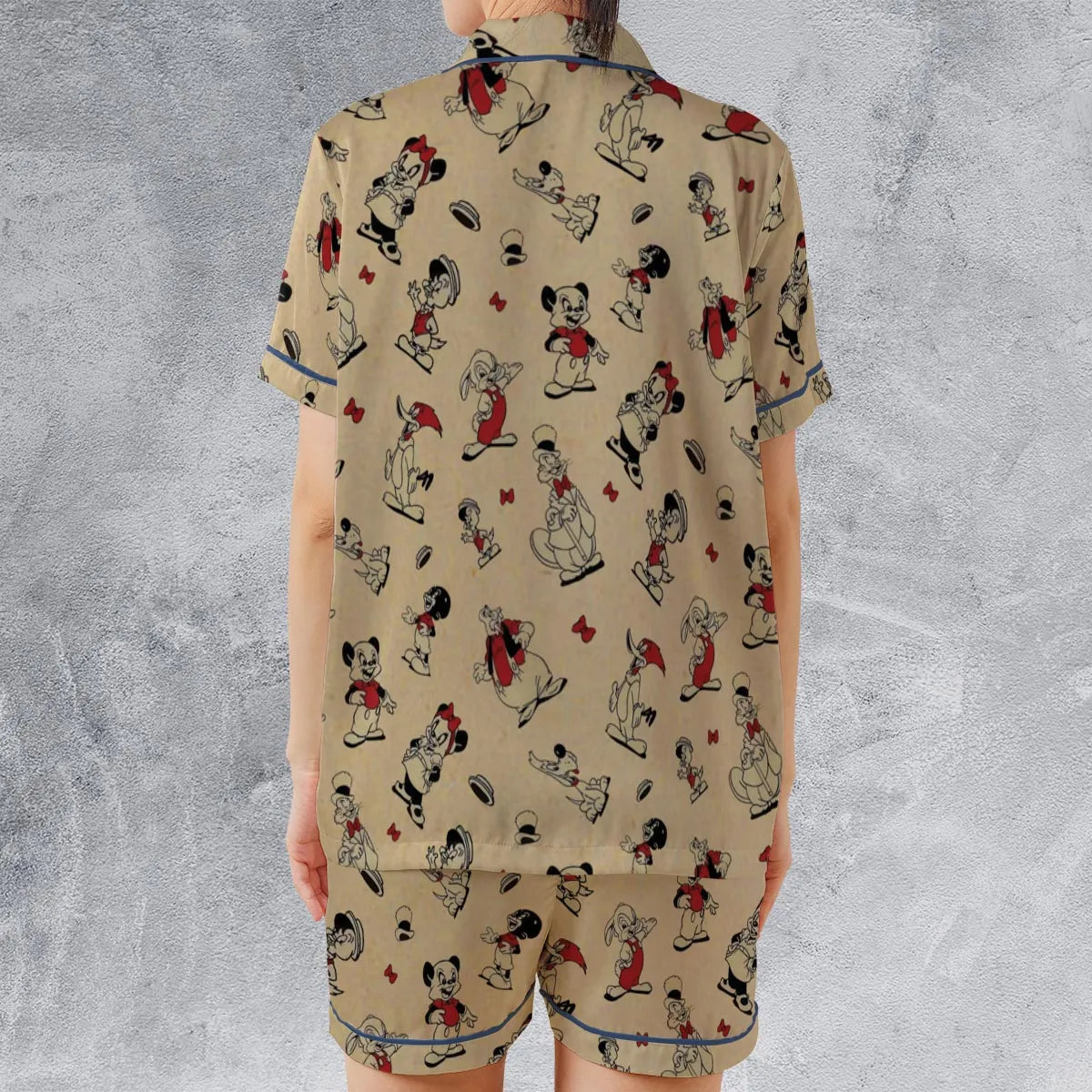 Satin Short-Sleeve Pajamas Set - THD6WX45