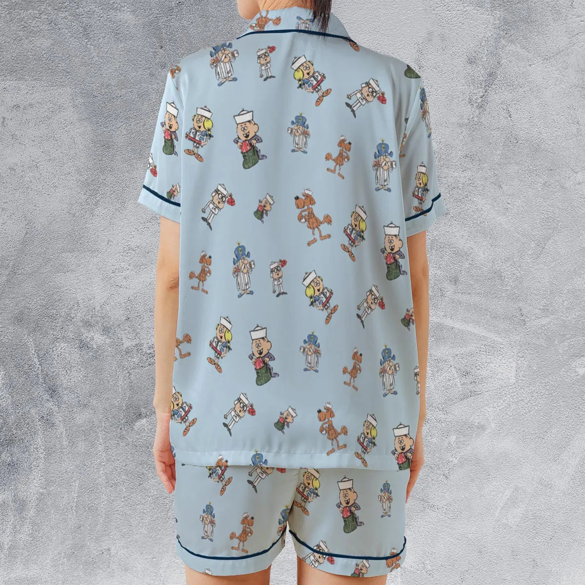Satin Short-Sleeve Pajamas Set - 6VT8SLKF