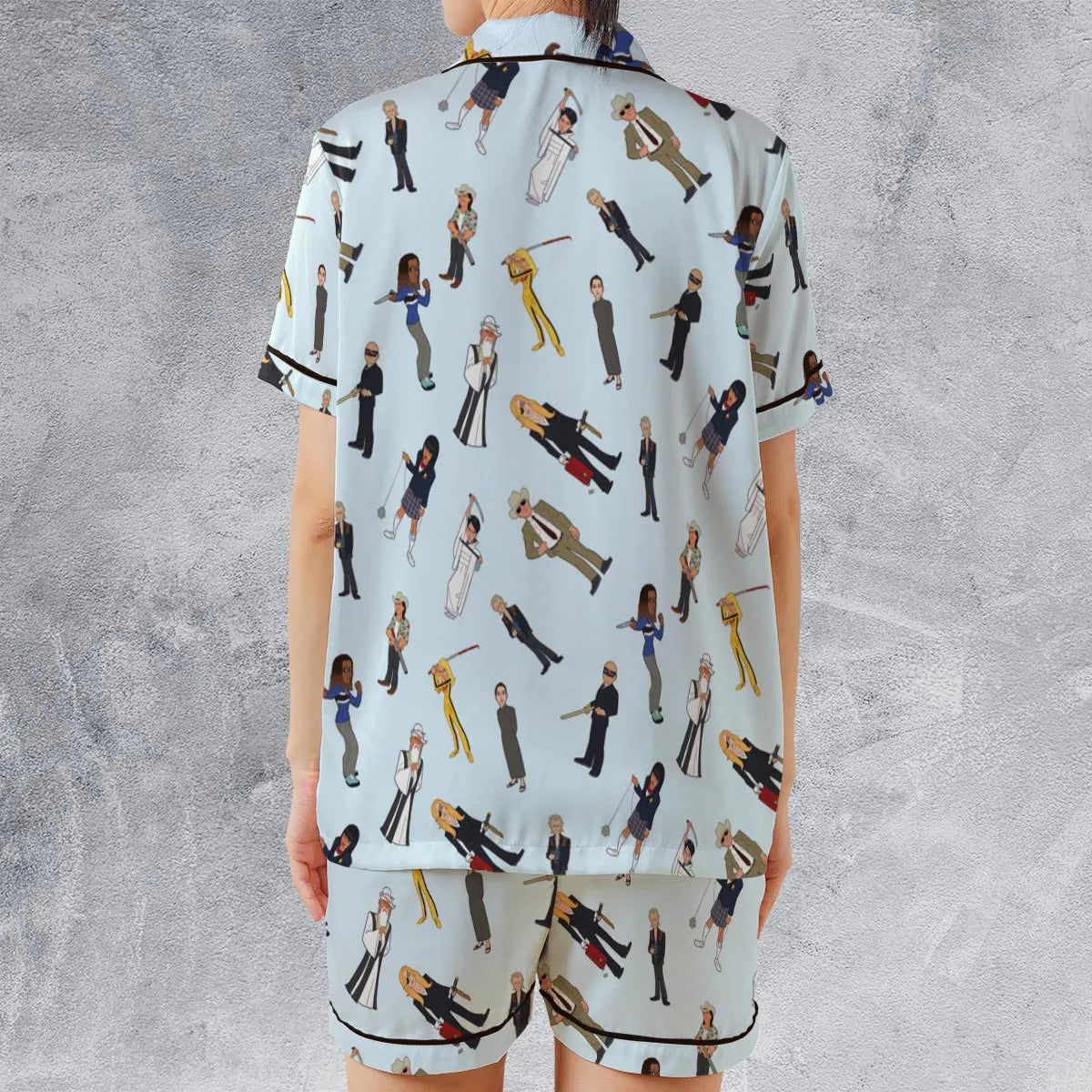 Satin Short-Sleeve Pajamas Set - V91R2Q2Q