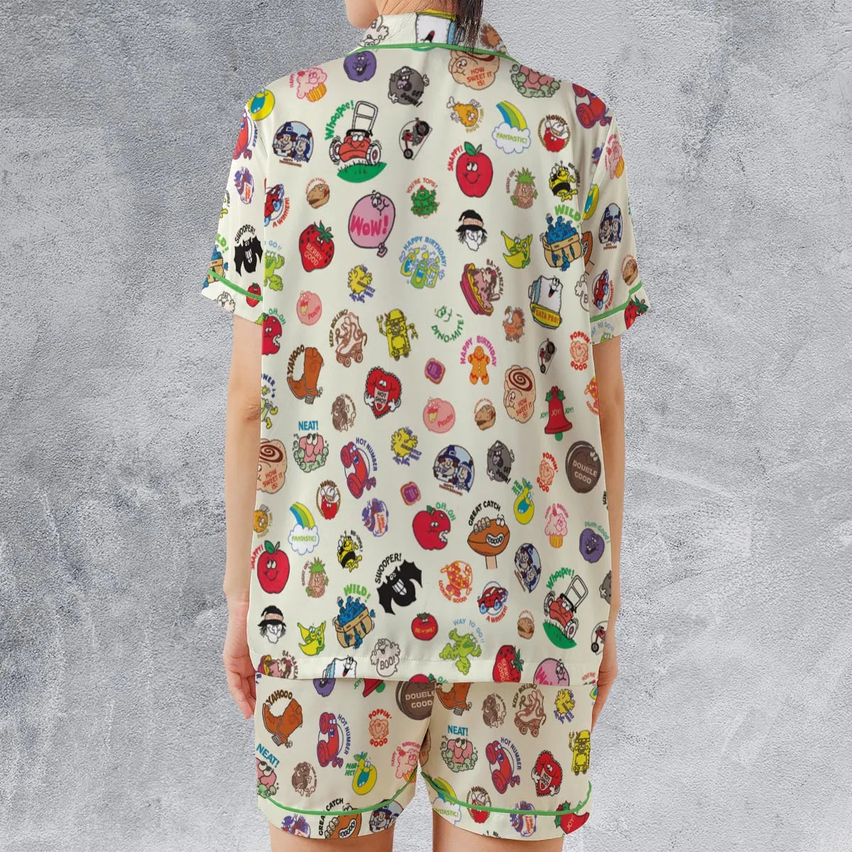 Satin Short-Sleeve Pajamas Set - HBRVCBM5