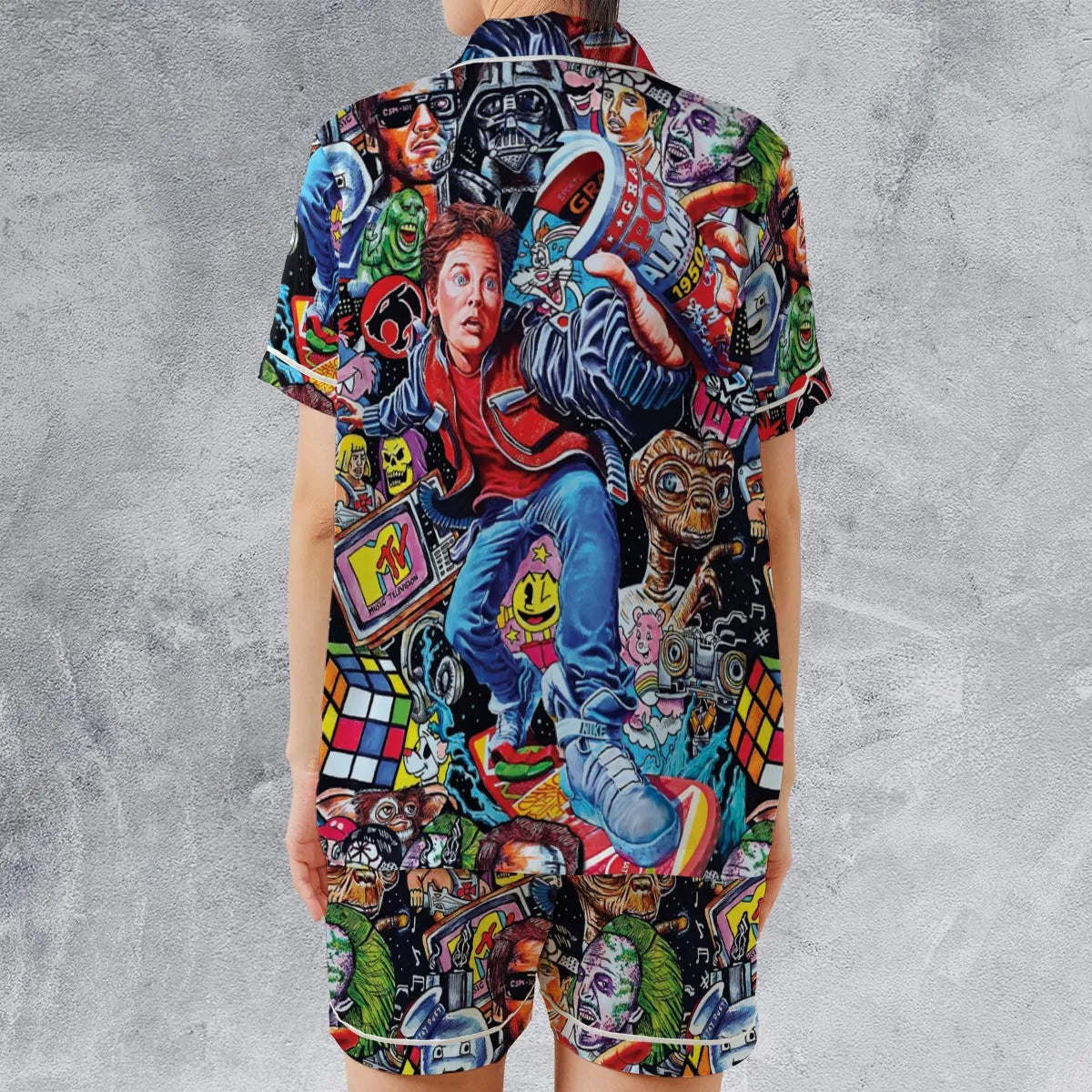 Satin Short-Sleeve Pajamas Set - RNDYDUSK