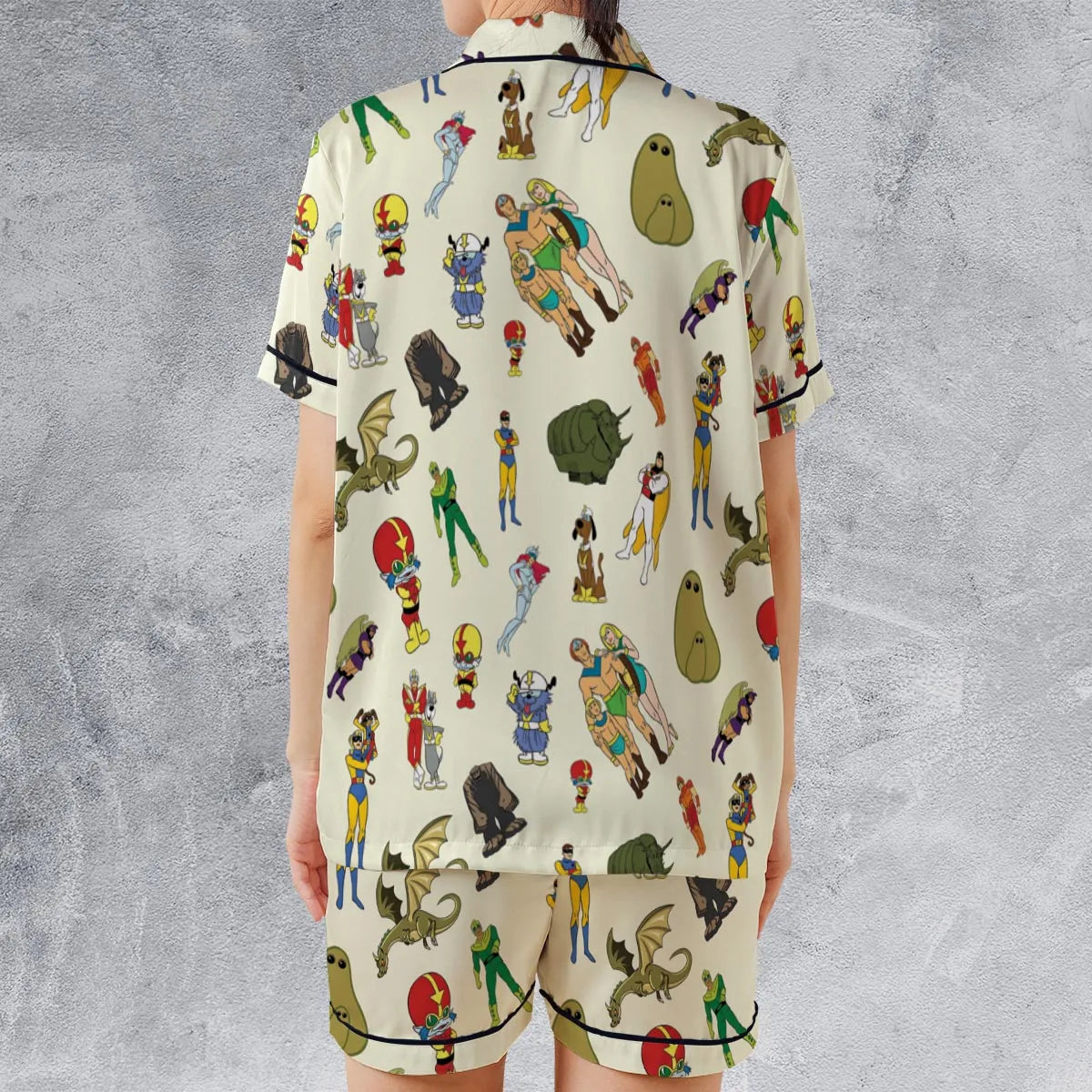 Satin Short-Sleeve Pajamas Set - K9AYC6DG