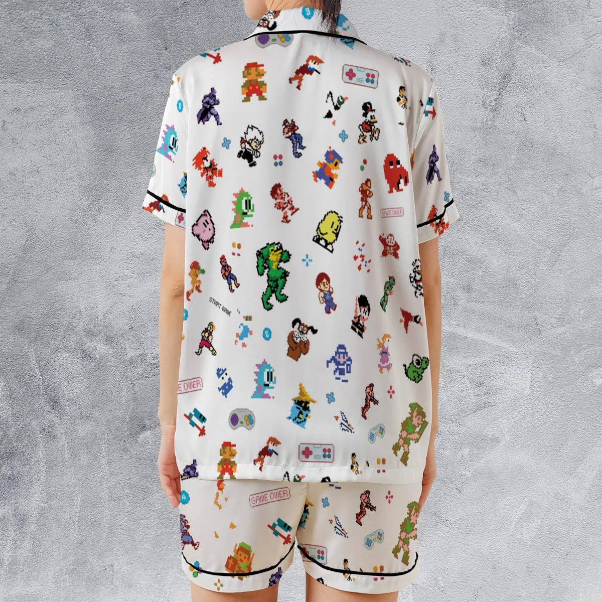 Satin Short-Sleeve Pajamas Set - P77NHS5U