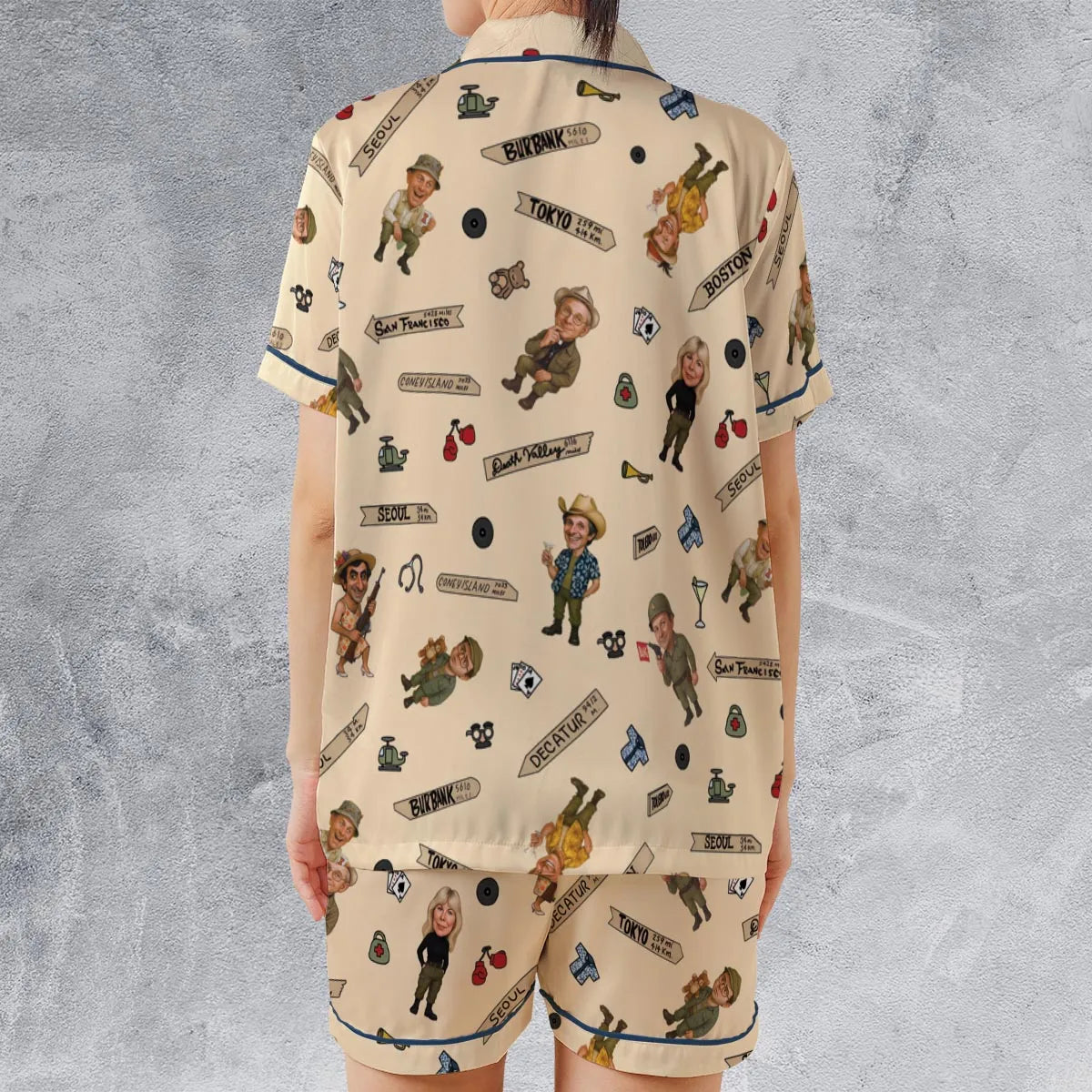 Satin Short-Sleeve Pajamas Set - RXR4H7XS