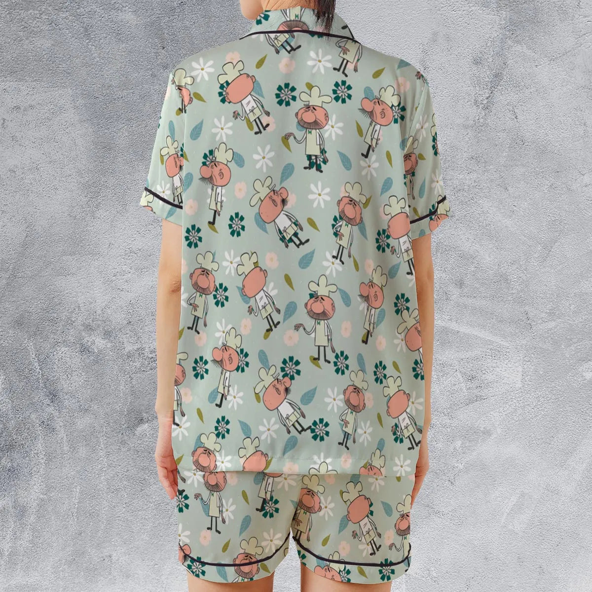 Satin Short-Sleeve Pajamas Set - KZBHFRTY