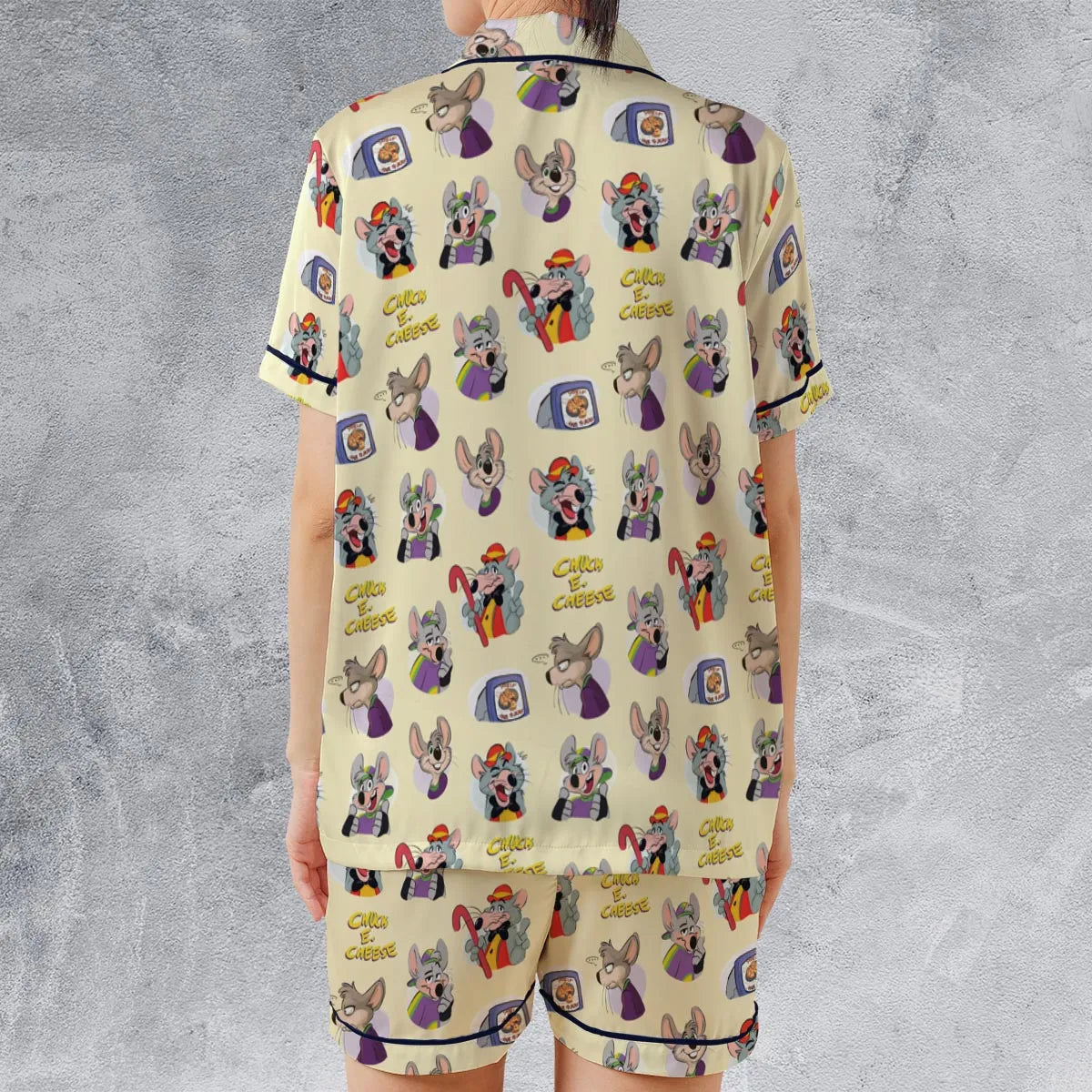 Satin Short-Sleeve Pajamas Set - Y4UXKCMT