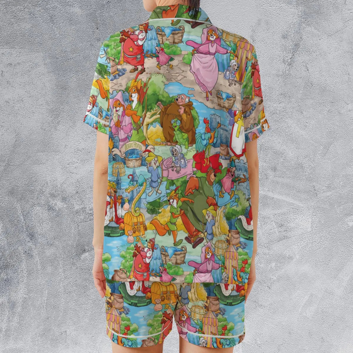 Satin Short-Sleeve Pajamas Set - KD2AML89