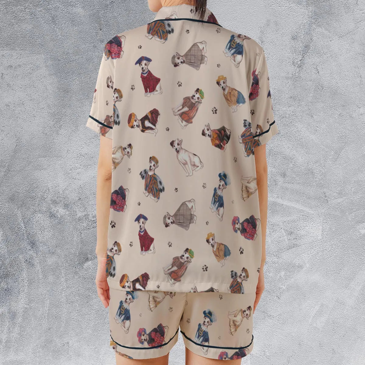 Satin Short-Sleeve Pajamas Set - VPKX6QYT