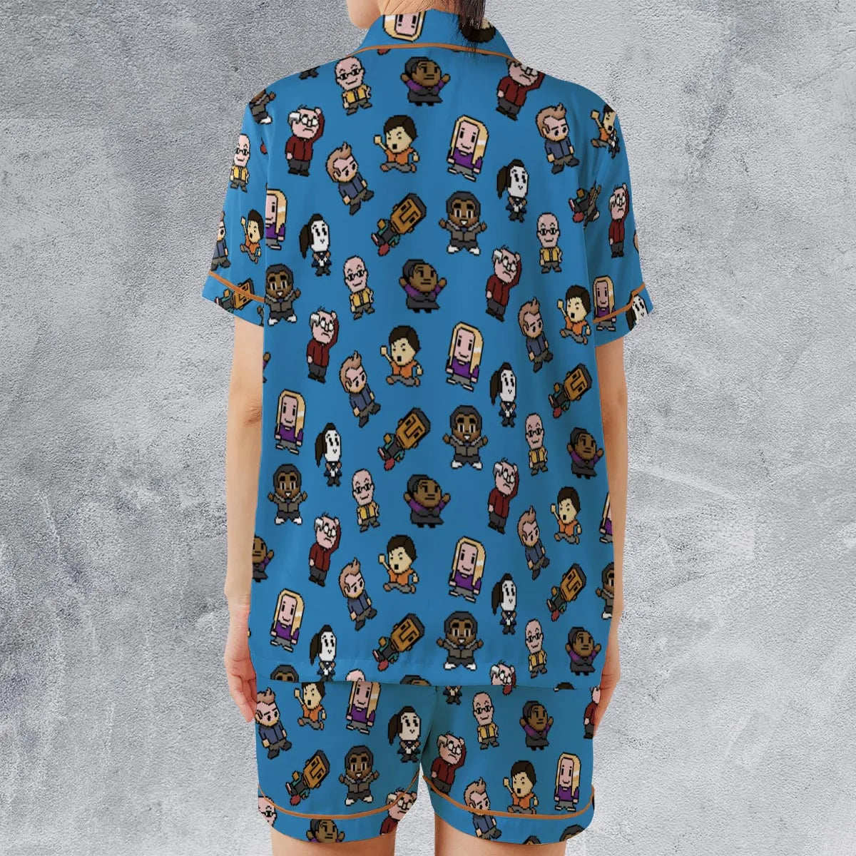 Satin Short-Sleeve Pajamas Set - QCLUJFT6