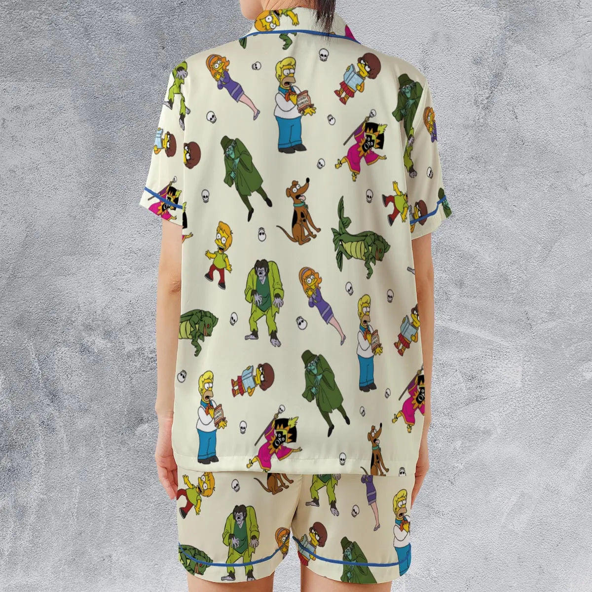 Satin Short-Sleeve Pajamas Set - DEHEQZCV