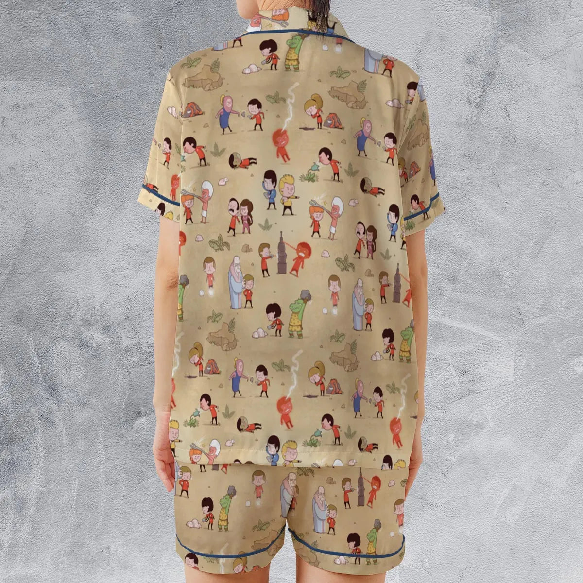 Satin Short-Sleeve Pajamas Set - 7GWN1DRV