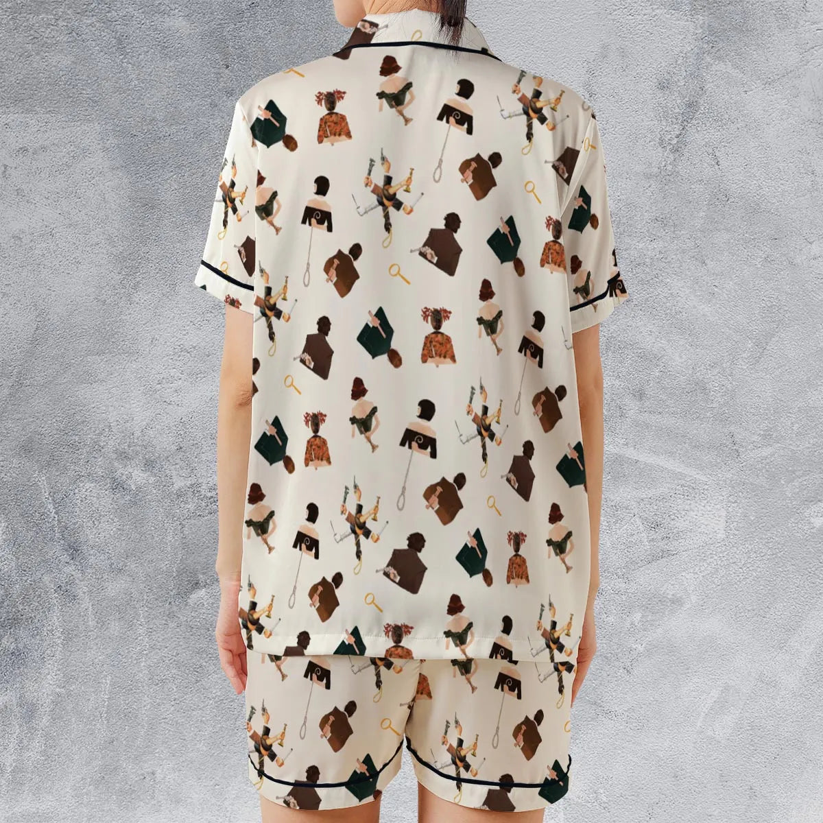 Satin Short-Sleeve Pajamas Set - 7CTCRRSS