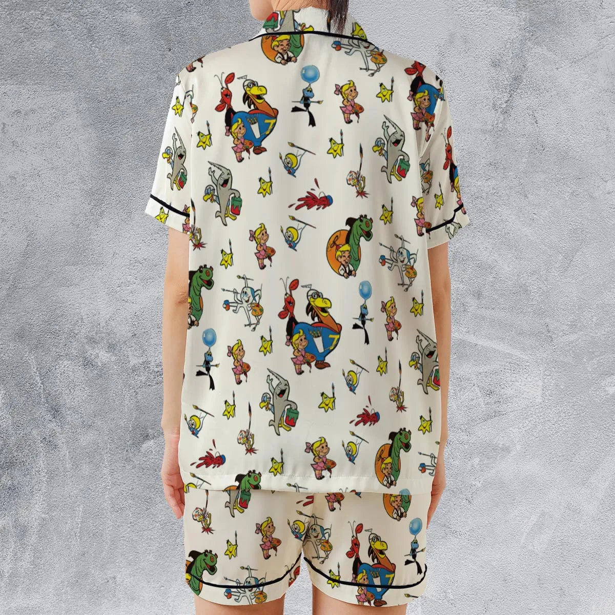 Satin Short-Sleeve Pajamas Set - QKSZKBPU
