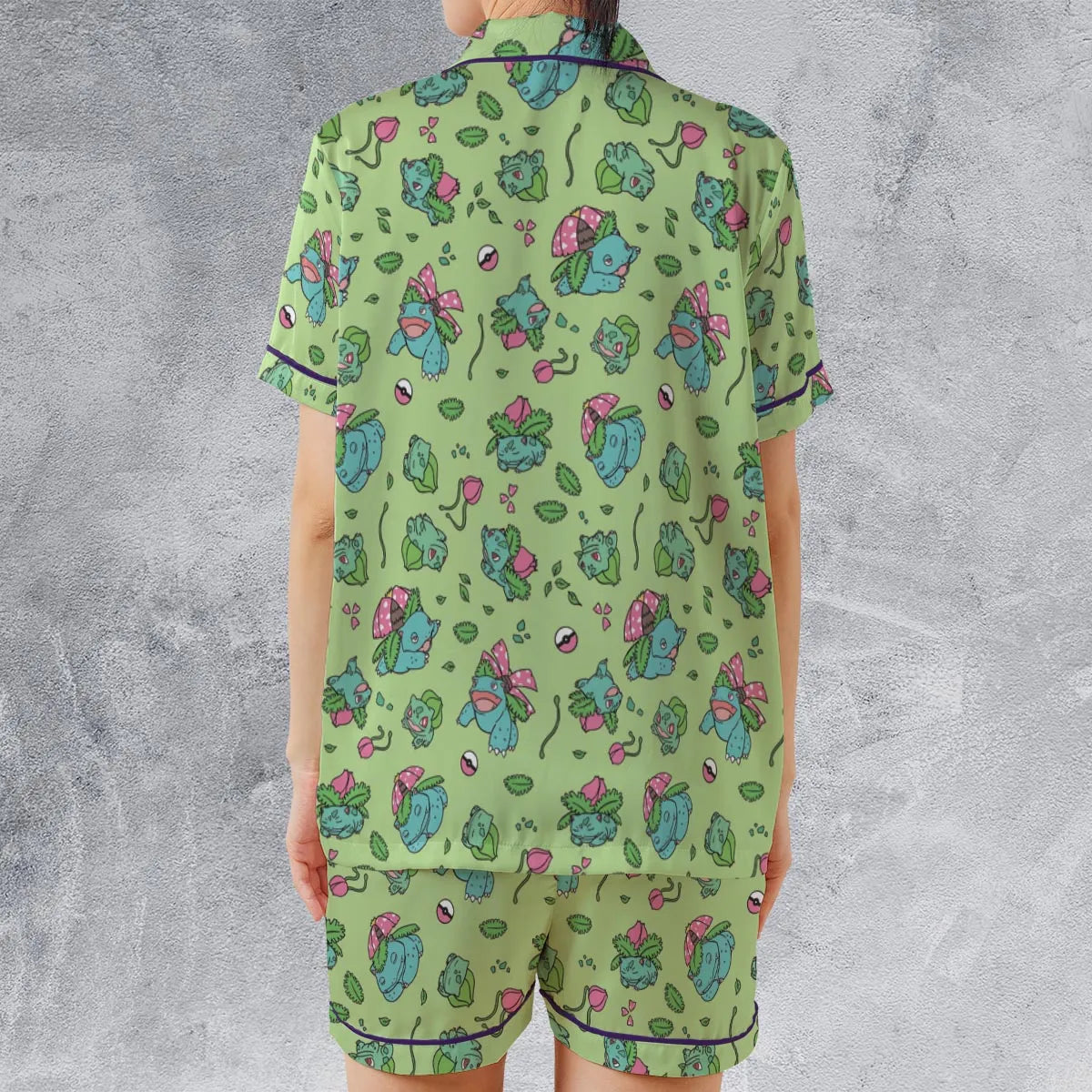 Satin Short-Sleeve Pajamas Set - EPUNB7ZX