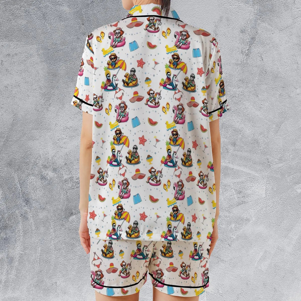 Satin Short-Sleeve Pajamas Set - 8AG29QCK