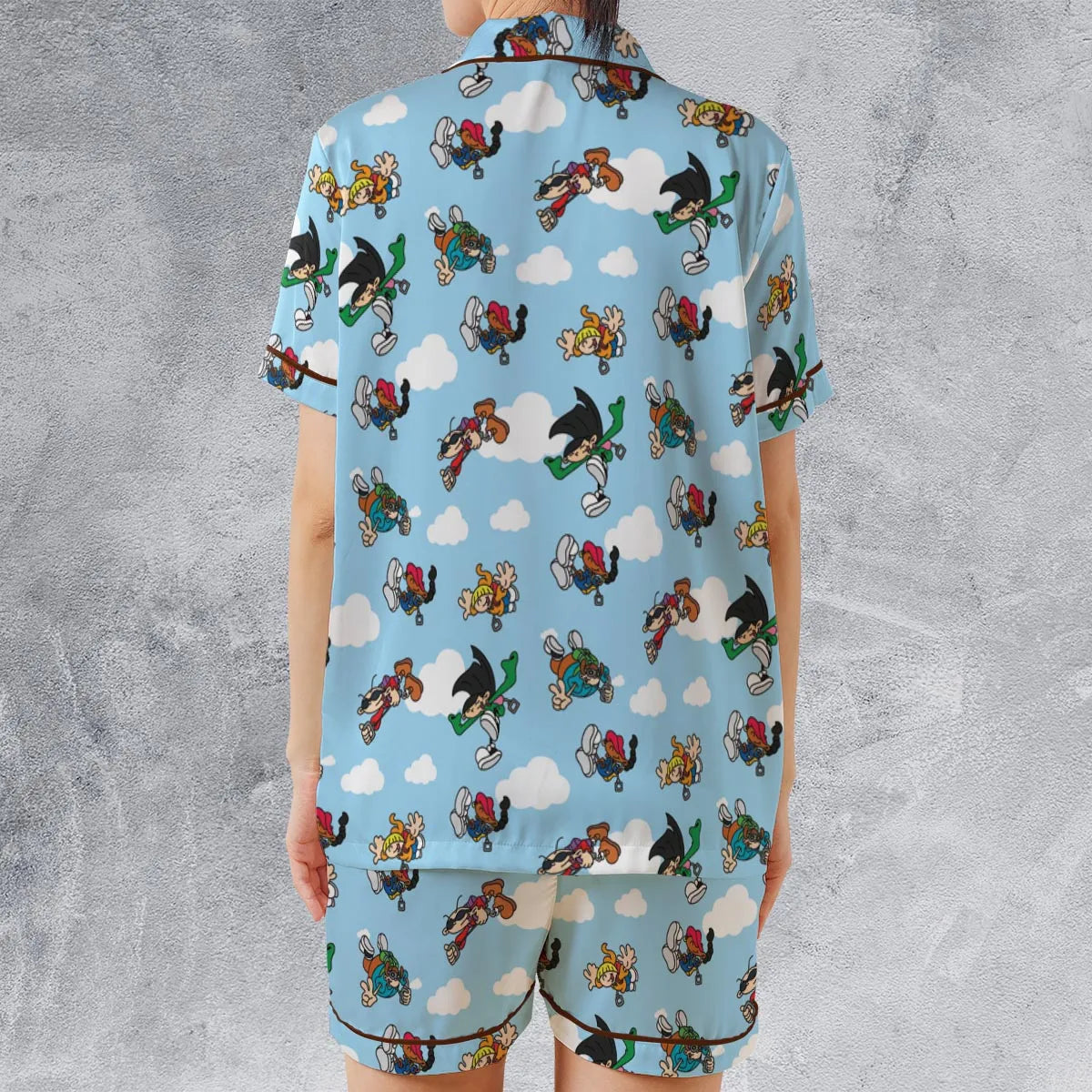 Satin Short-Sleeve Pajamas Set - QX8G582Y