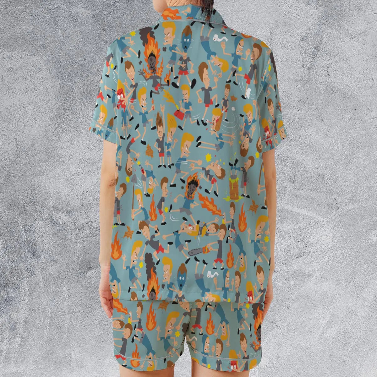 Satin Short-Sleeve Pajamas Set - ZZHXWJWM