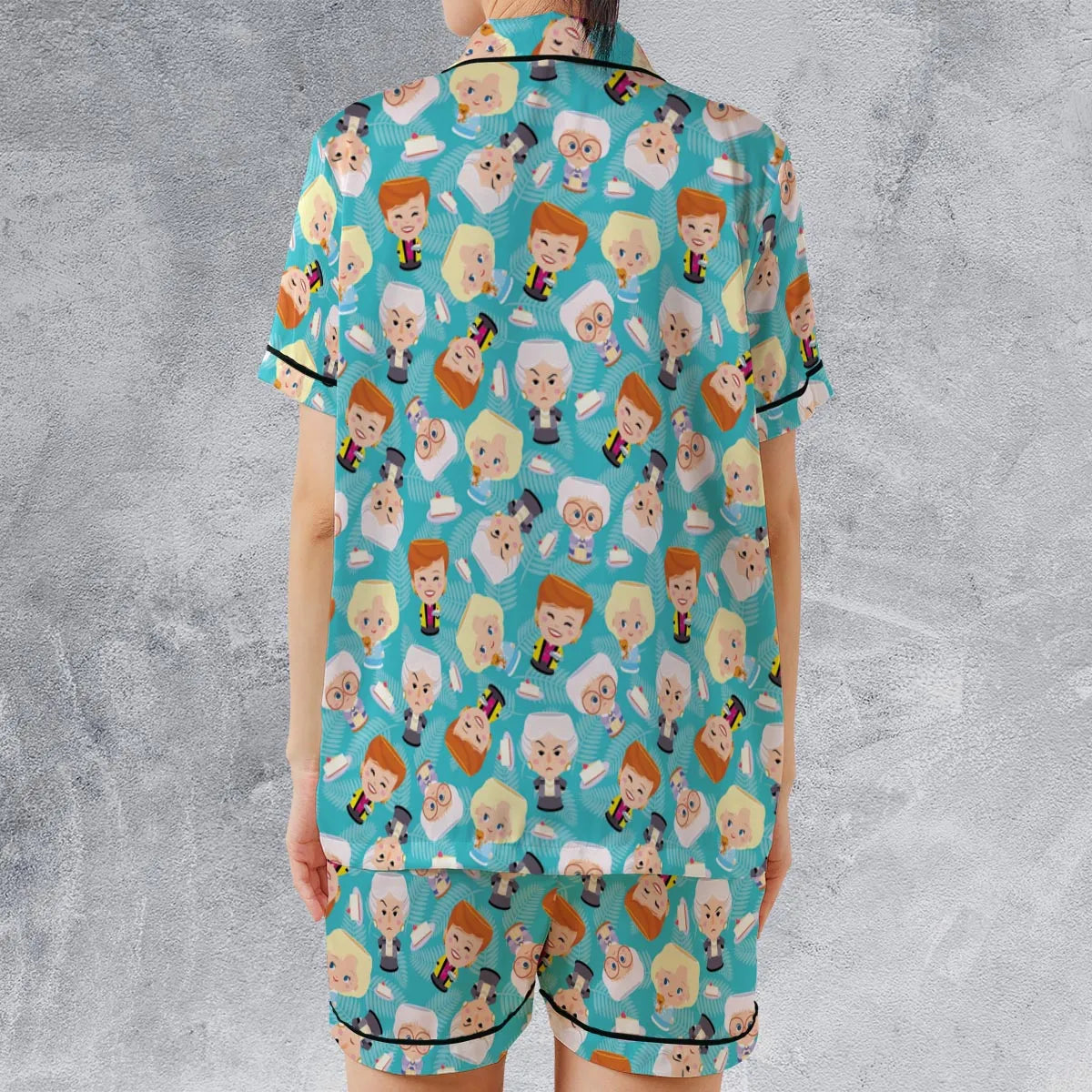 Satin Short-Sleeve Pajamas Set - FYAB2LC2