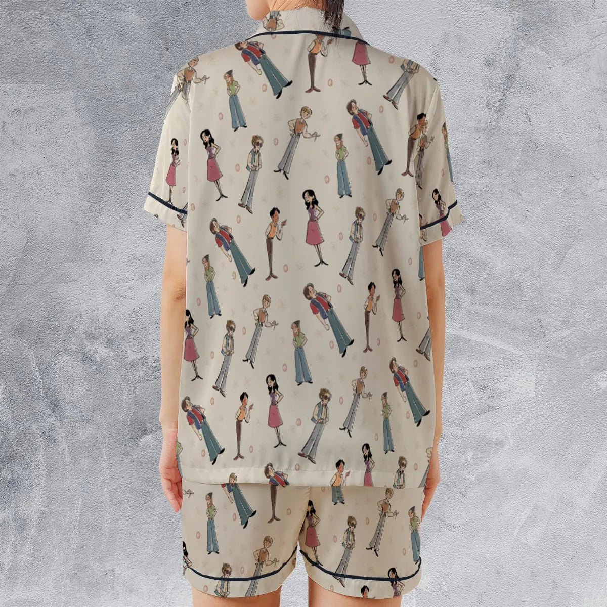 Satin Short-Sleeve Pajamas Set - EHUCAJA1