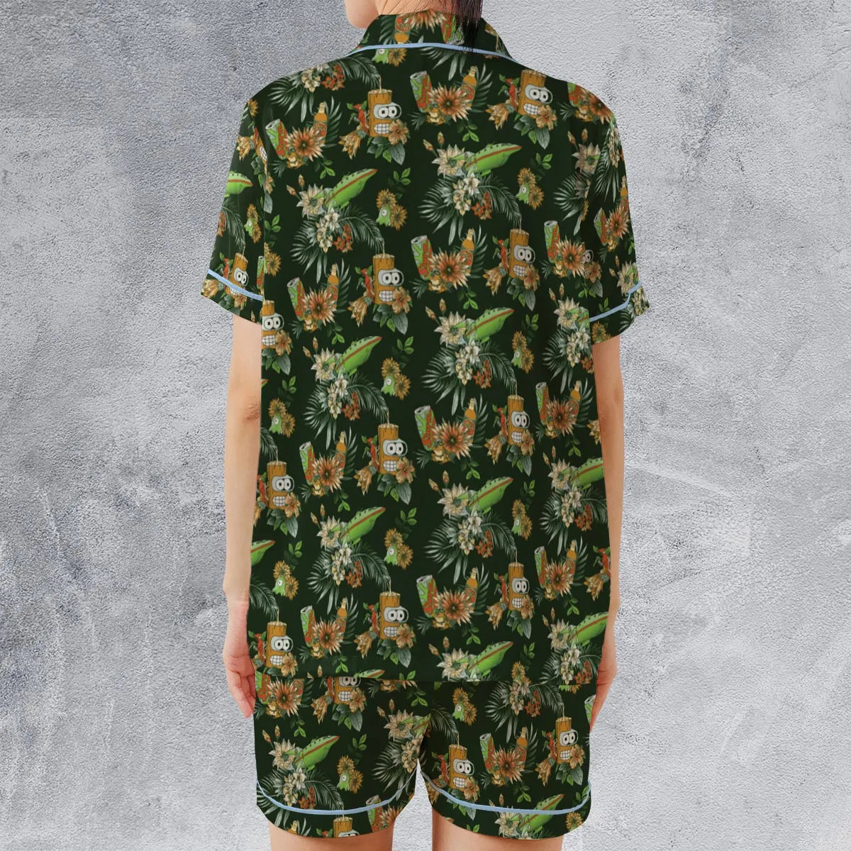 Satin Short-Sleeve Pajamas Set - 1R2VBA9X