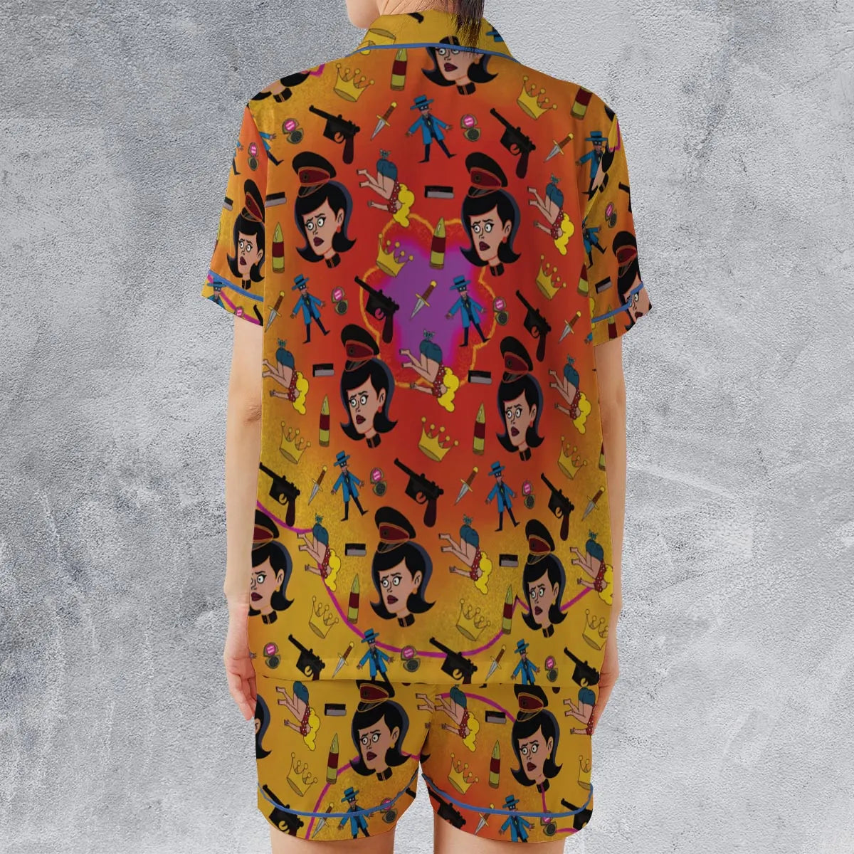 Satin Short-Sleeve Pajamas Set - CNJX34VY