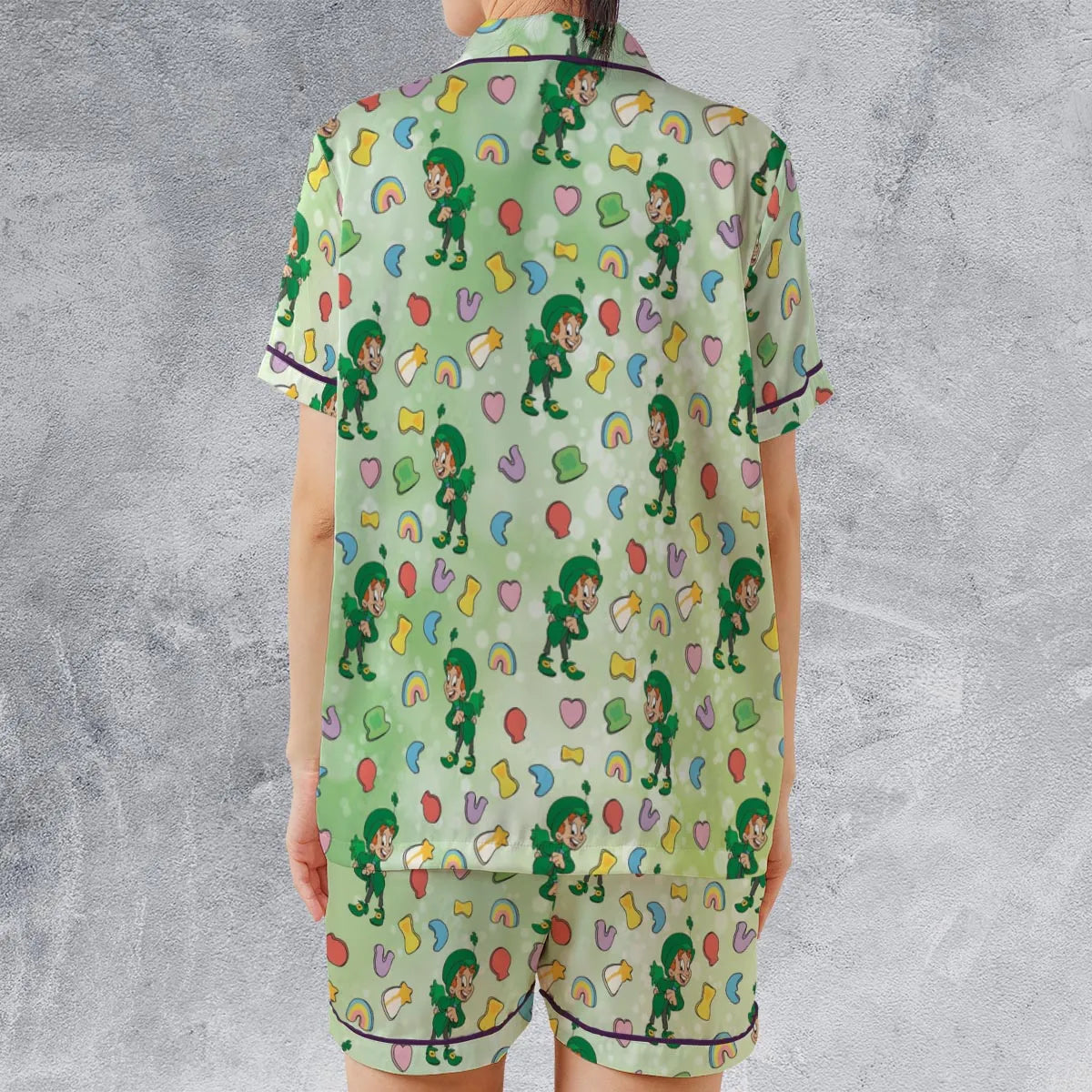 Satin Short-Sleeve Pajamas Set - C6NX3UJF