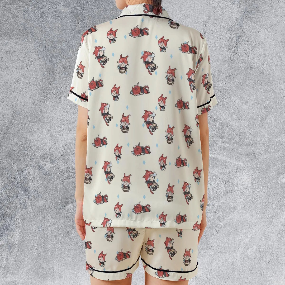 Satin Short-Sleeve Pajamas Set - 74XYBQDS